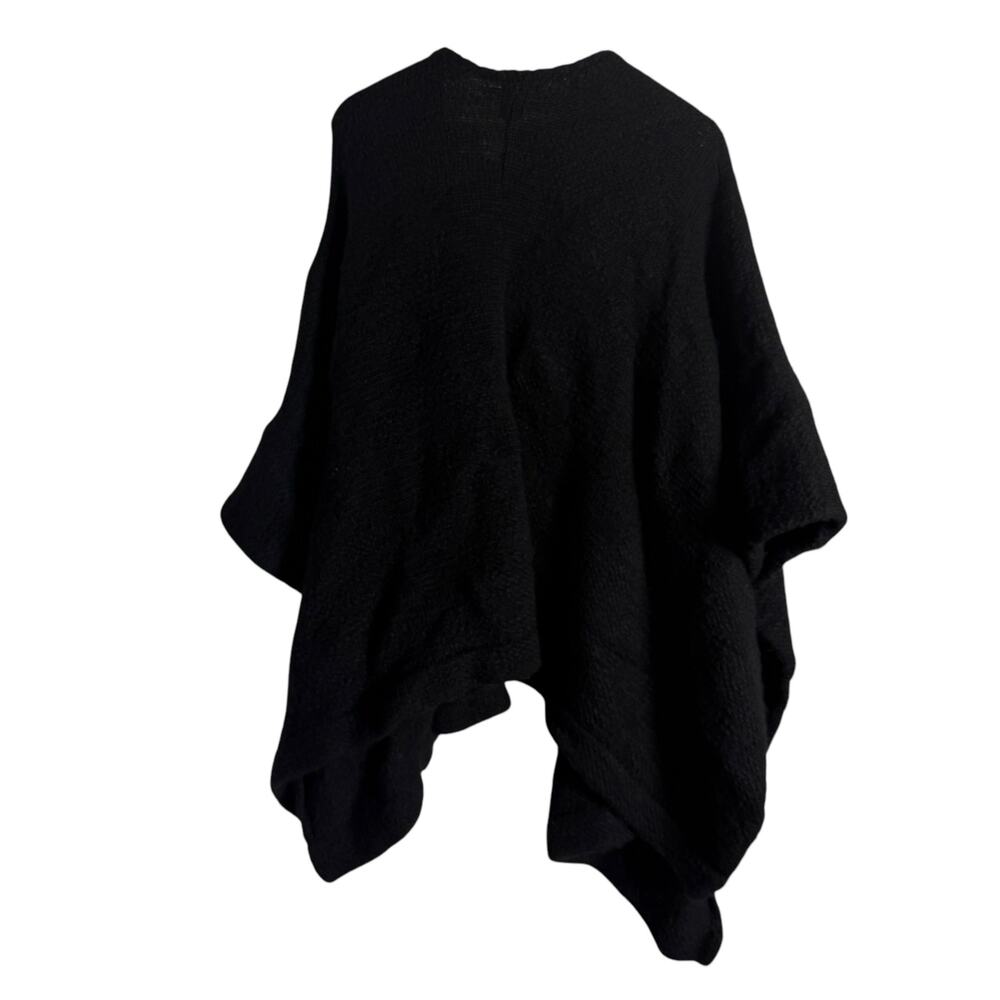 Elk Black Chale Wool Oversized Wrap Poncho Sweater - Picture 11 of 13